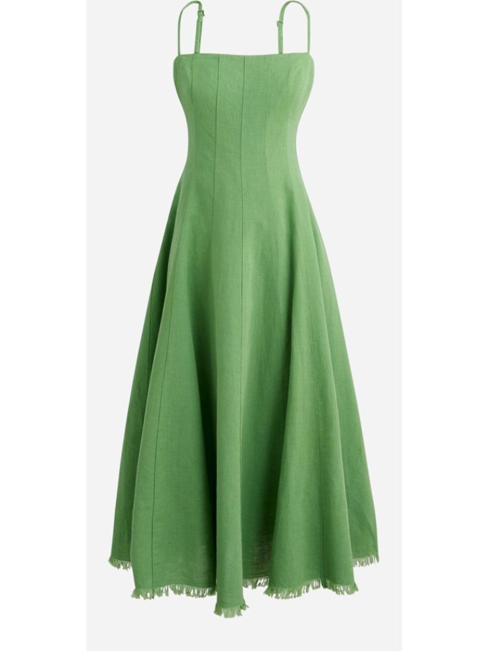 J. Crew Seamed flare midi dress in linen blend